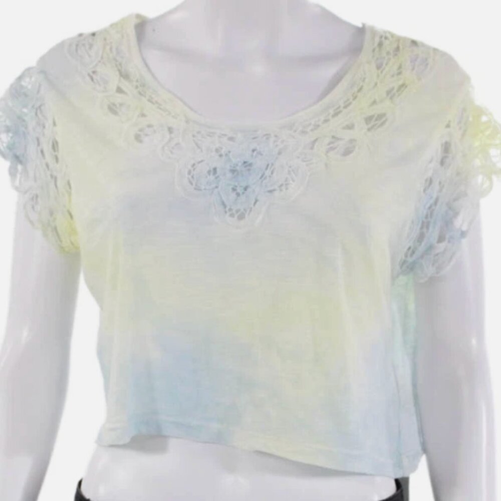LoveShackFancy rubin lace and tie dye tshirt LARGE cropped